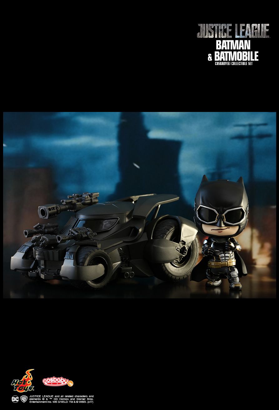 DC Comics x Hot Toys COSB399 Justice League Batman & Batmobile Cosbaby Collectible Set