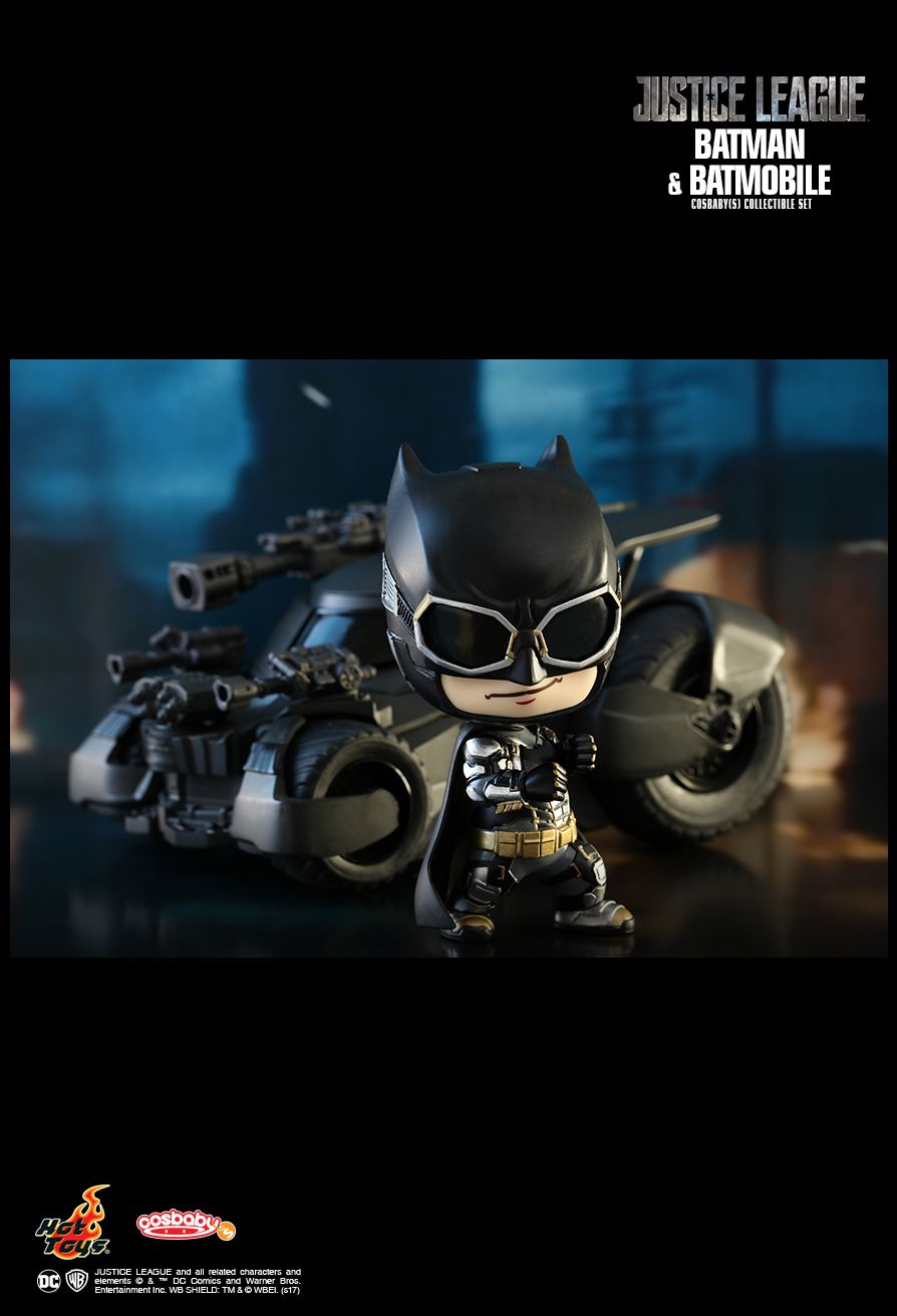 DC Comics x Hot Toys COSB399 Justice League Batman & Batmobile Cosbaby Collectible Set