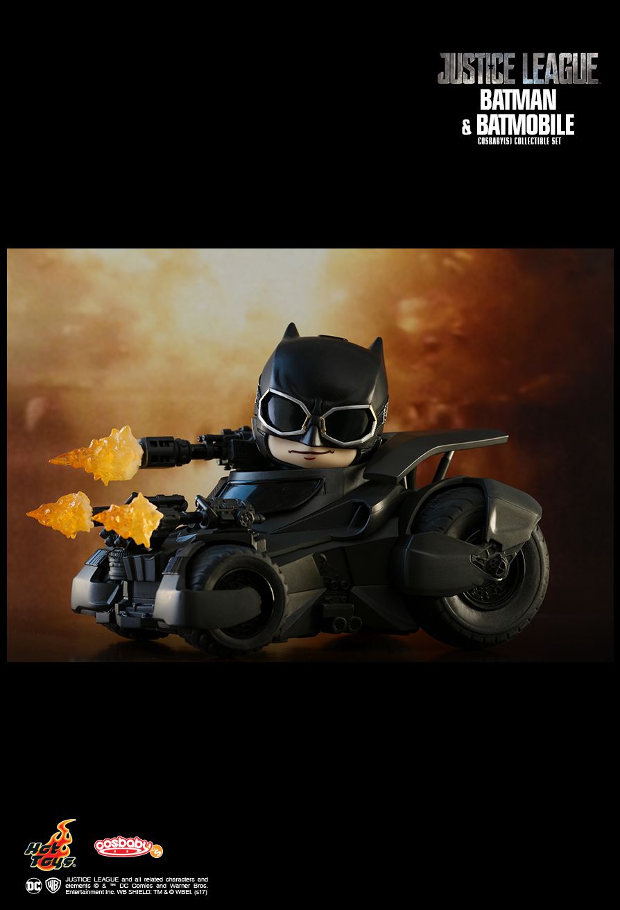 DC Comics x Hot Toys COSB399 Justice League Batman & Batmobile Cosbaby Collectible Set