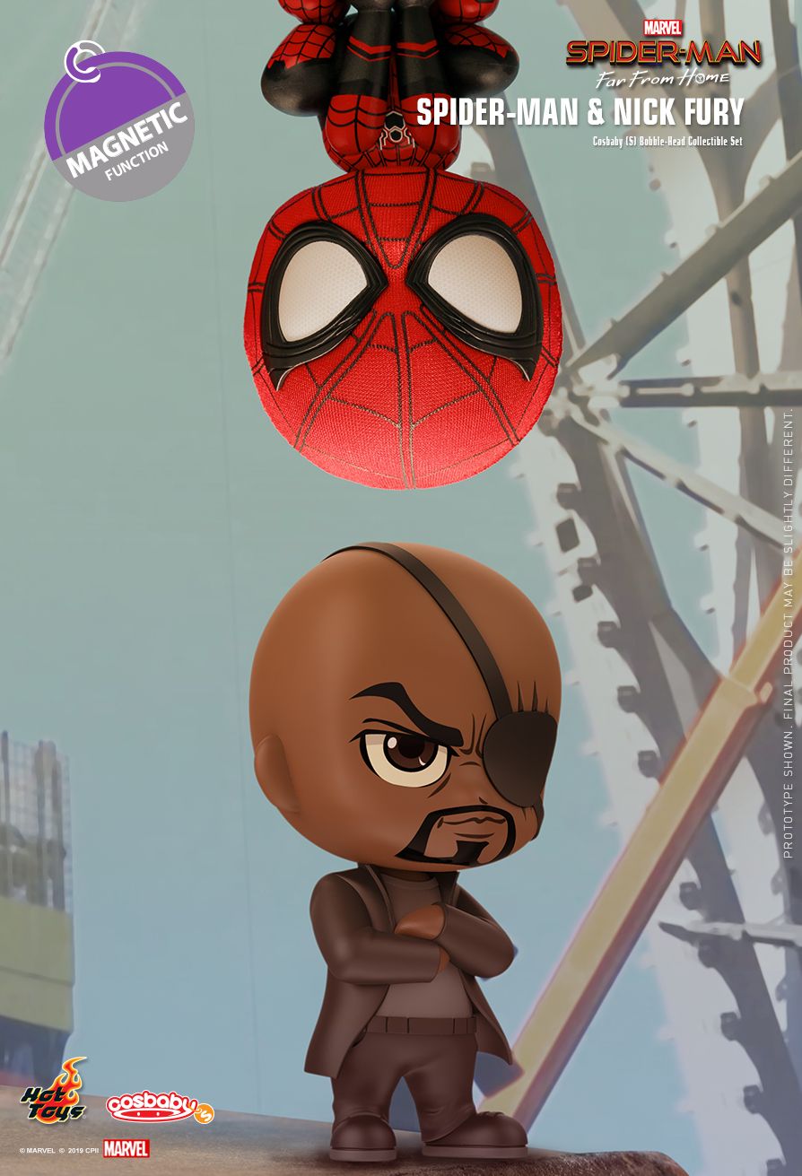 Marvel x Hot Toys COSB632 Spider-Man: FAR FROM HOME Spider-Man & Nick Fury Cosbaby Collectible Set