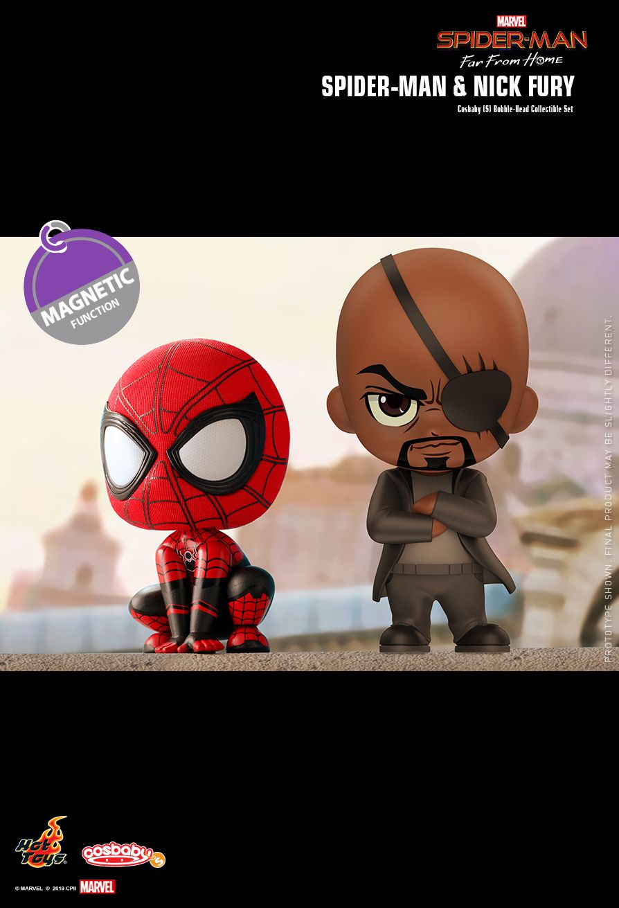 Marvel x Hot Toys COSB632 Spider-Man: FAR FROM HOME Spider-Man & Nick Fury Cosbaby Collectible Set