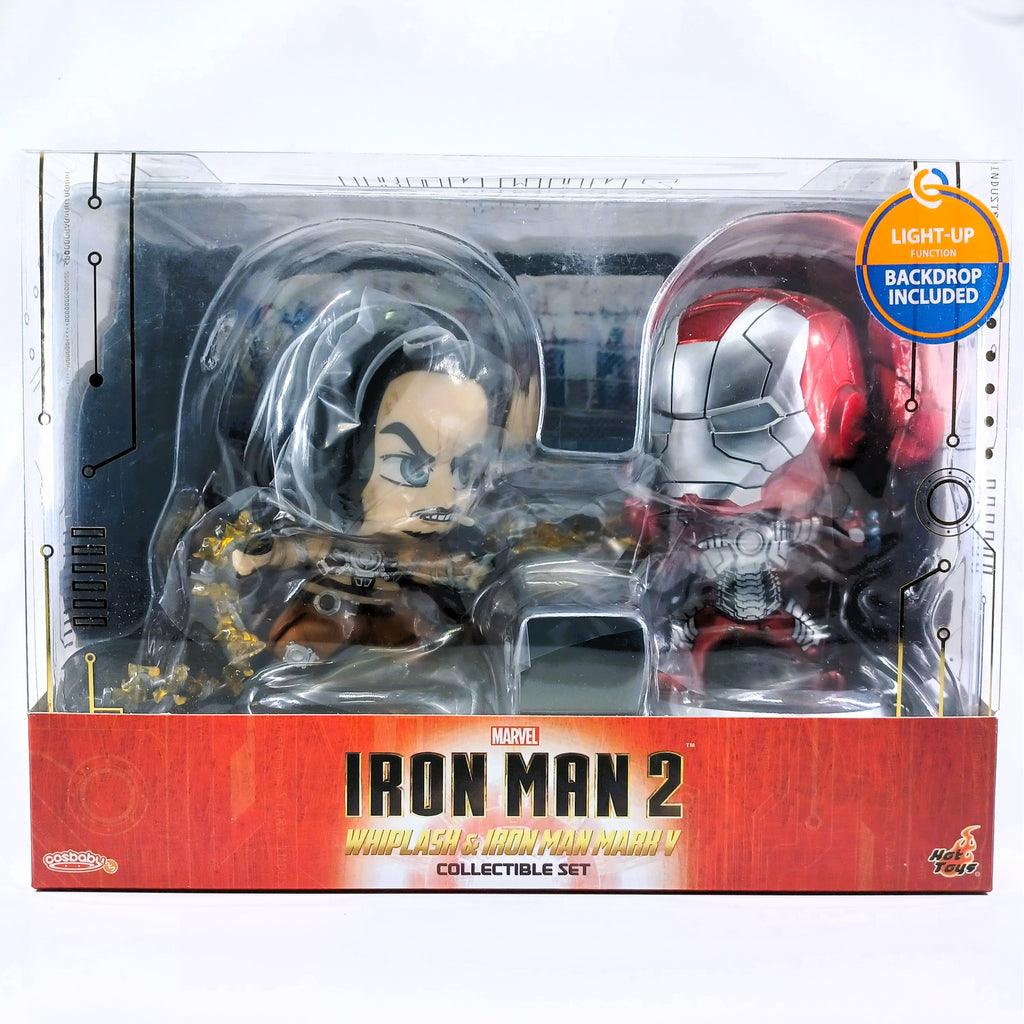 Marvel x Hot Toys Iron Man 2 COSB801 Whiplash & Iron Man Mark V Cosbaby Bobble-Head Collectible Set