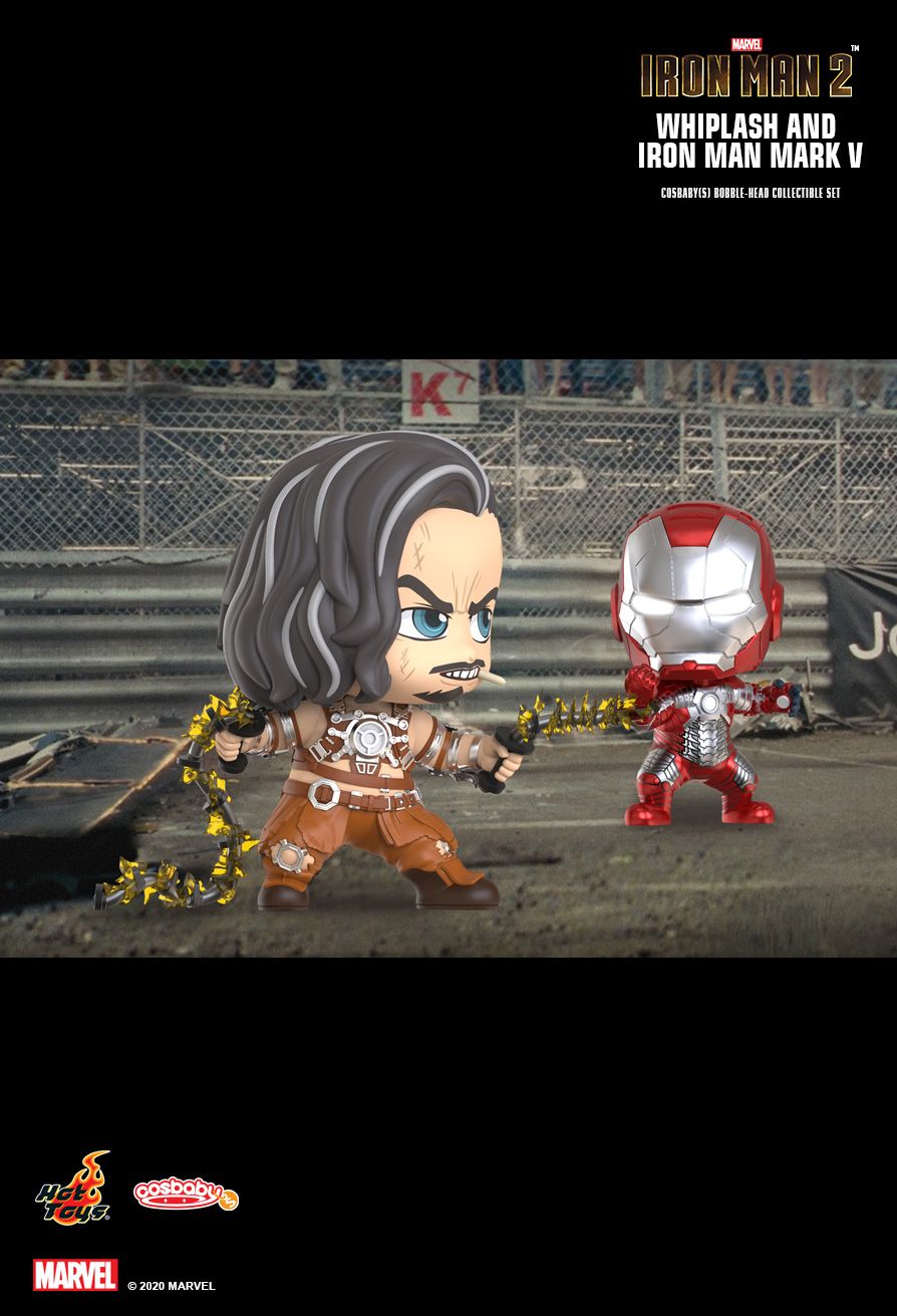 Marvel x Hot Toys Iron Man 2 COSB801 Whiplash & Iron Man Mark V Cosbaby Bobble-Head Collectible Set