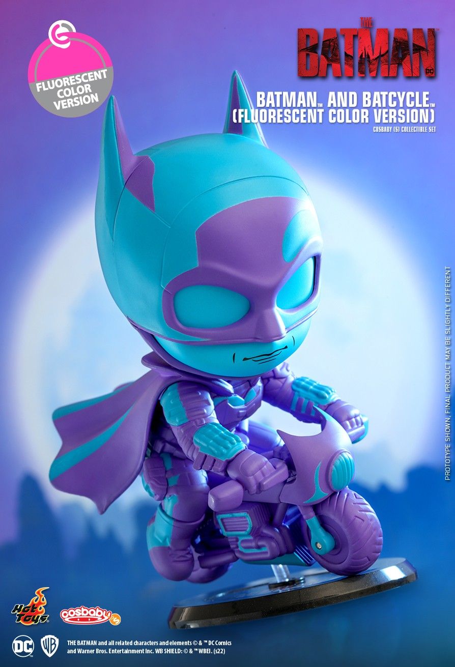 DC Comics x Hot Toys The Batman COSB978 Batman & Batcycle (Fluorescent Col Ver.) Cosbaby