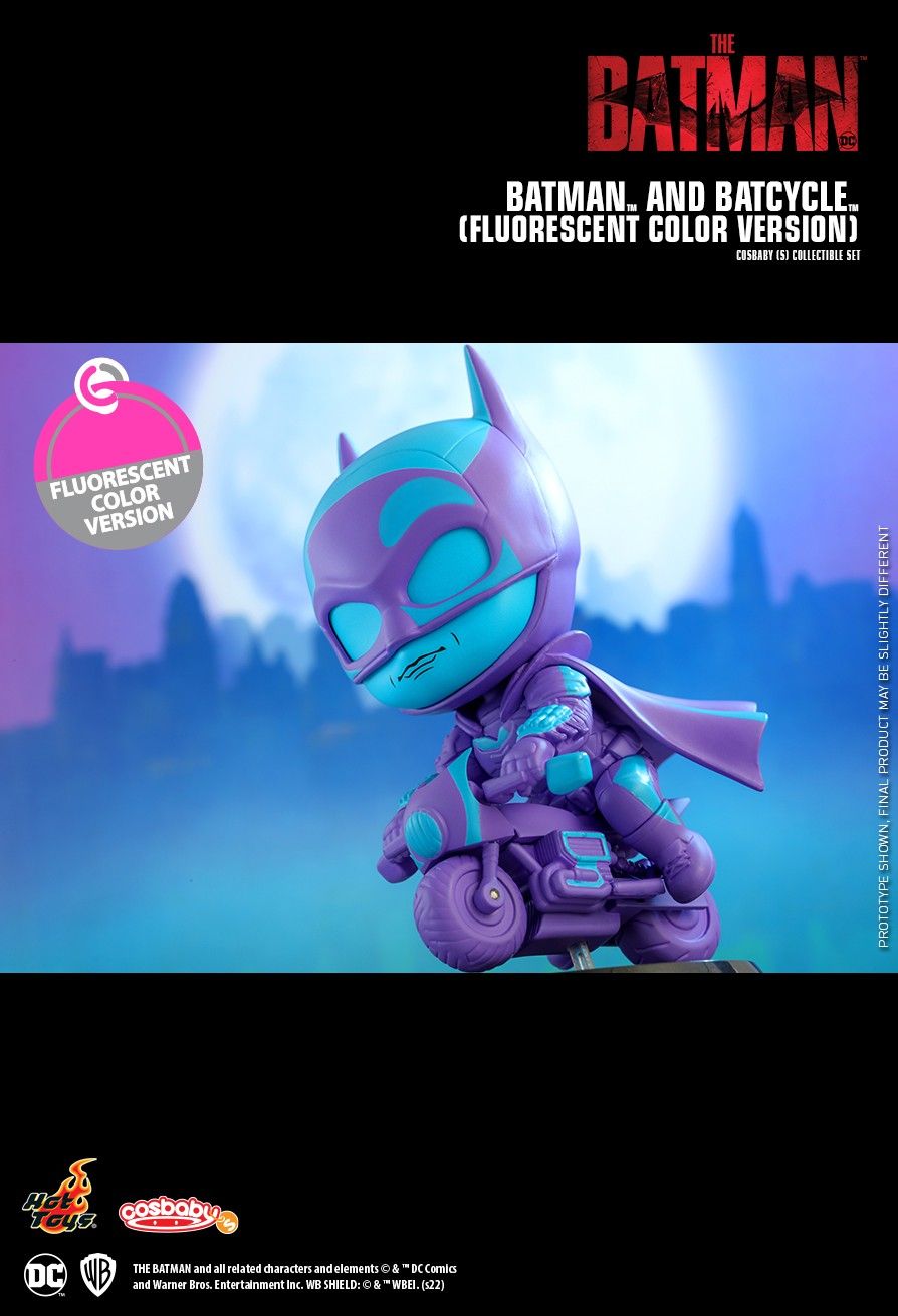 DC Comics x Hot Toys The Batman COSB978 Batman & Batcycle (Fluorescent Col Ver.) Cosbaby