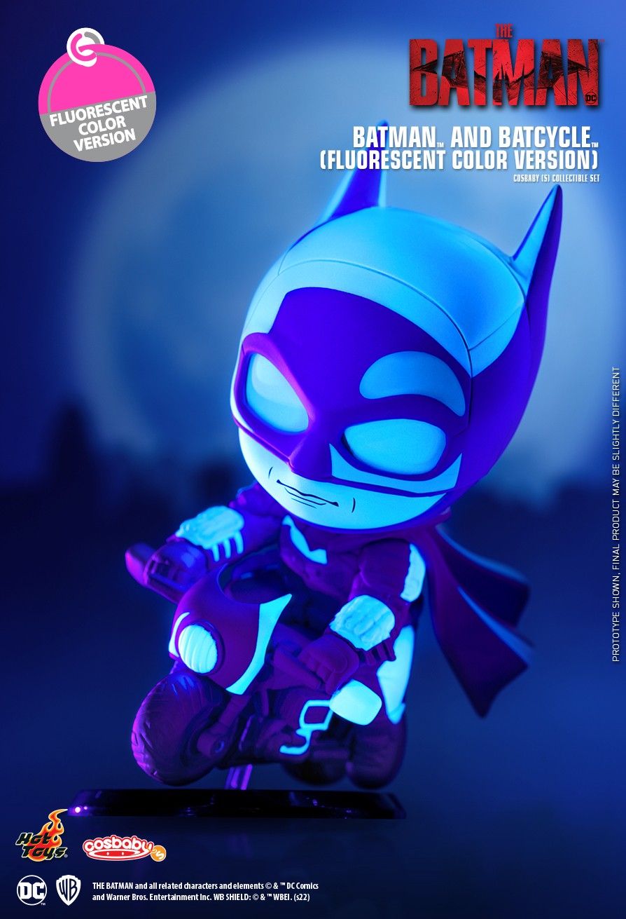 DC Comics x Hot Toys The Batman COSB978 Batman & Batcycle (Fluorescent Col Ver.) Cosbaby