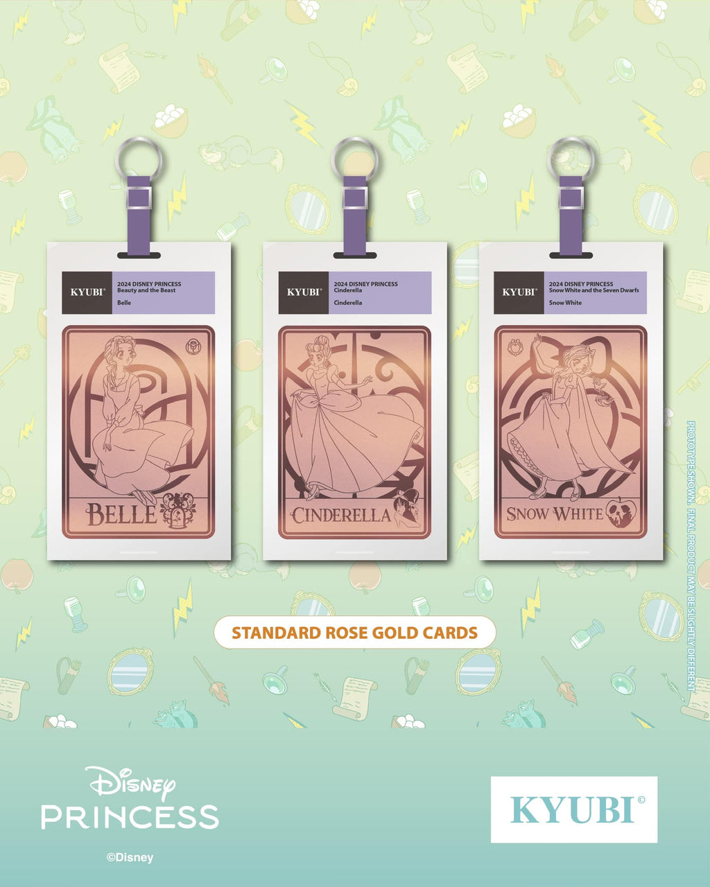 KYUBI Disney PRINCESS Metal Card Charm Single Sealed Box (5 packs)