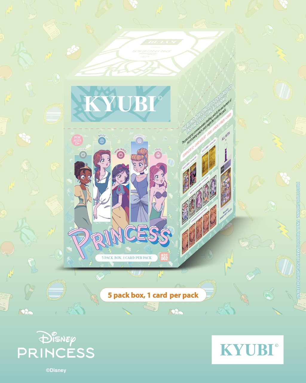 KYUBI Disney PRINCESS Metal Card Charm Single Sealed Box (5 packs)