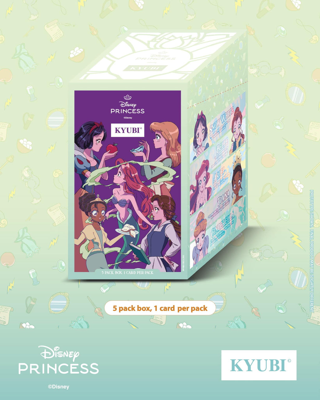 KYUBI Disney PRINCESS Metal Card Charm Single Sealed Box (5 packs)