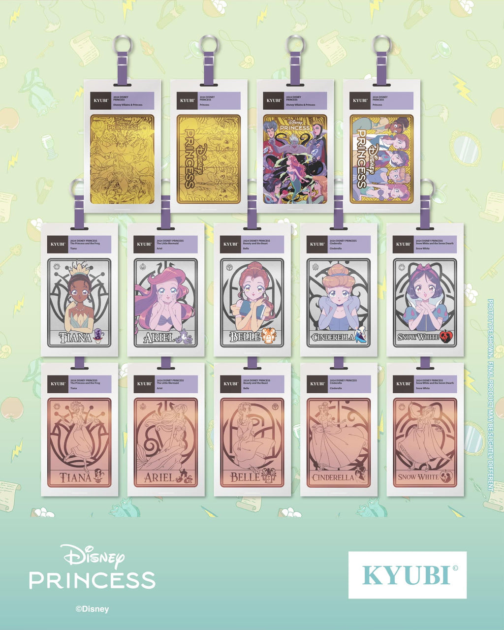 KYUBI Disney PRINCESS Metal Card Charm Single Sealed Box (5 packs)