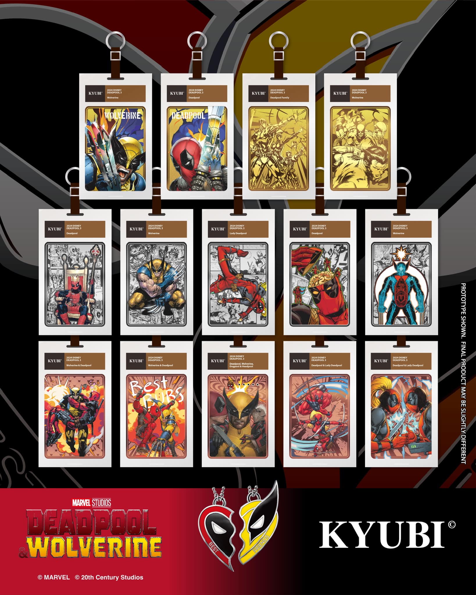 KYUBI Marvel DEADPOOL & WOLVERINE Metal Card Charm Single Sealed Box (5 packs)
