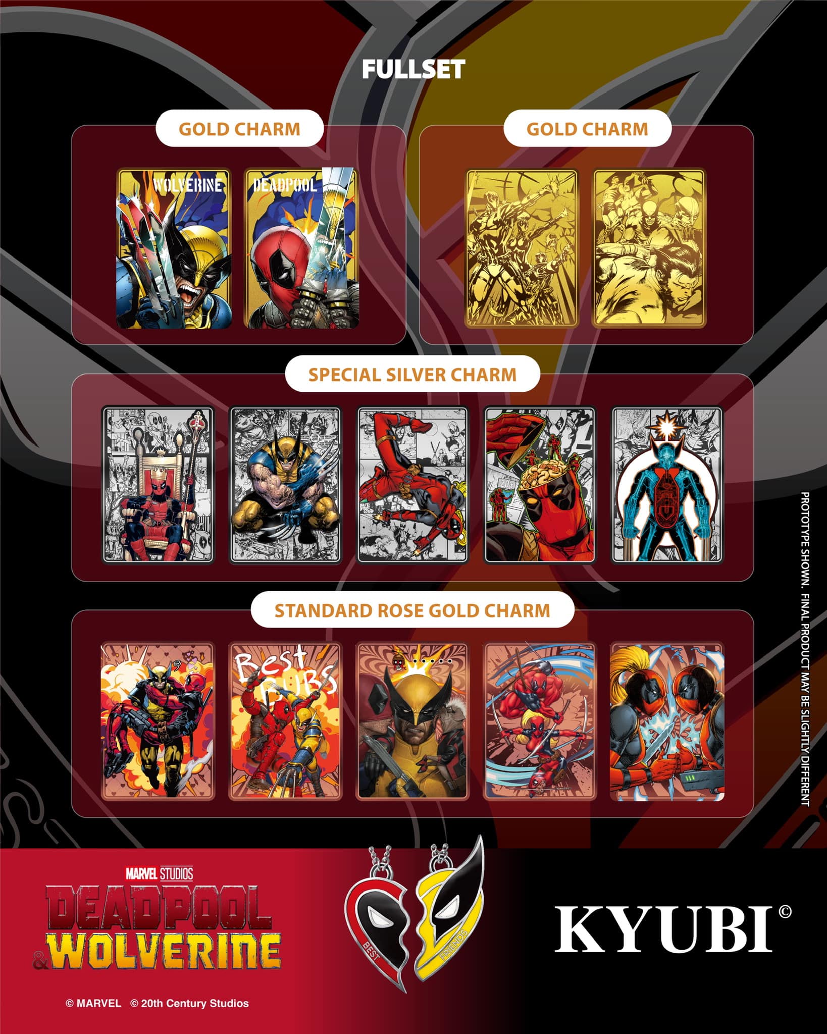 KYUBI Marvel DEADPOOL & WOLVERINE Metal Card Charm Single Sealed Box (5 packs)