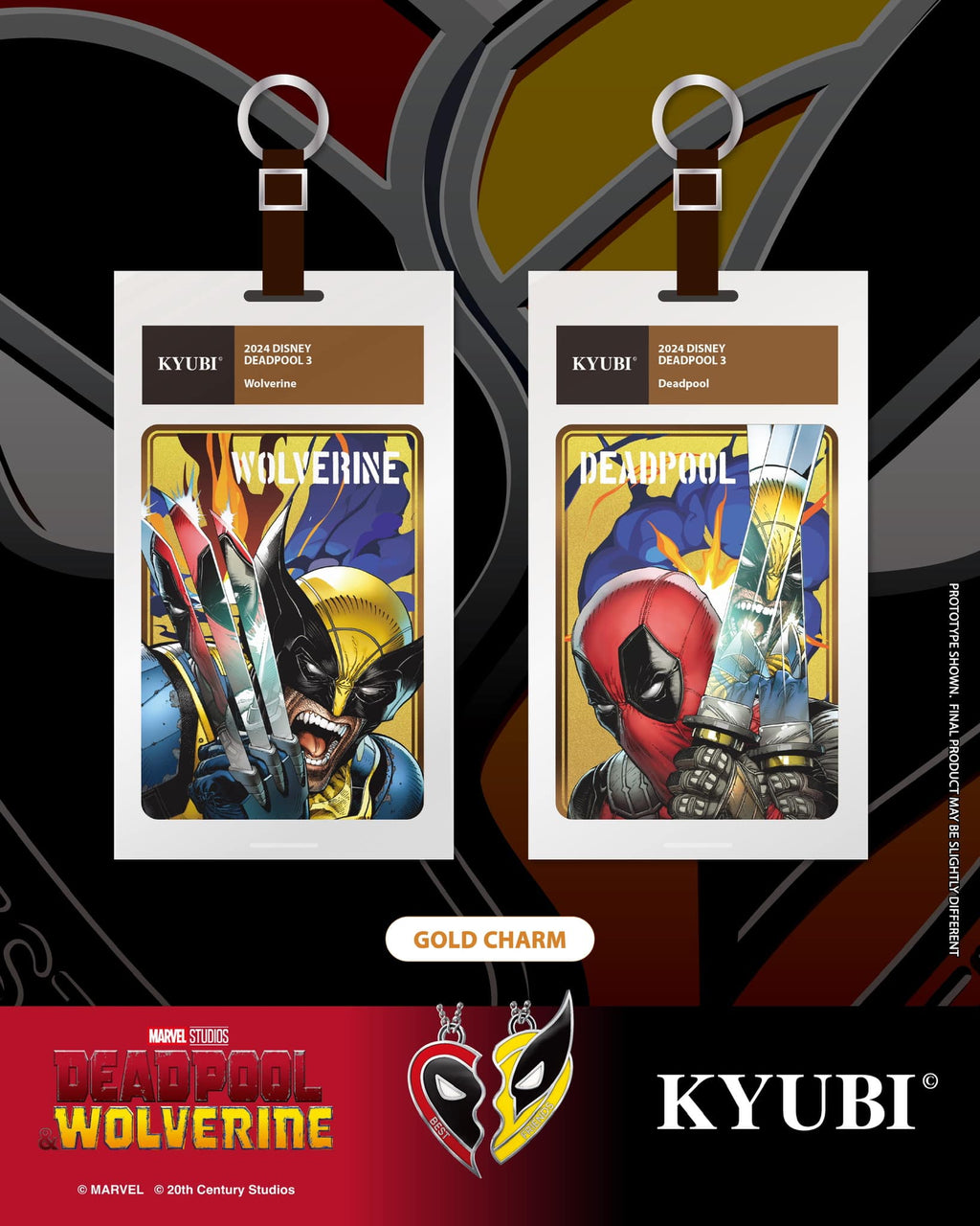 KYUBI Marvel DEADPOOL & WOLVERINE Metal Card Charm Single Sealed Box (5 packs)