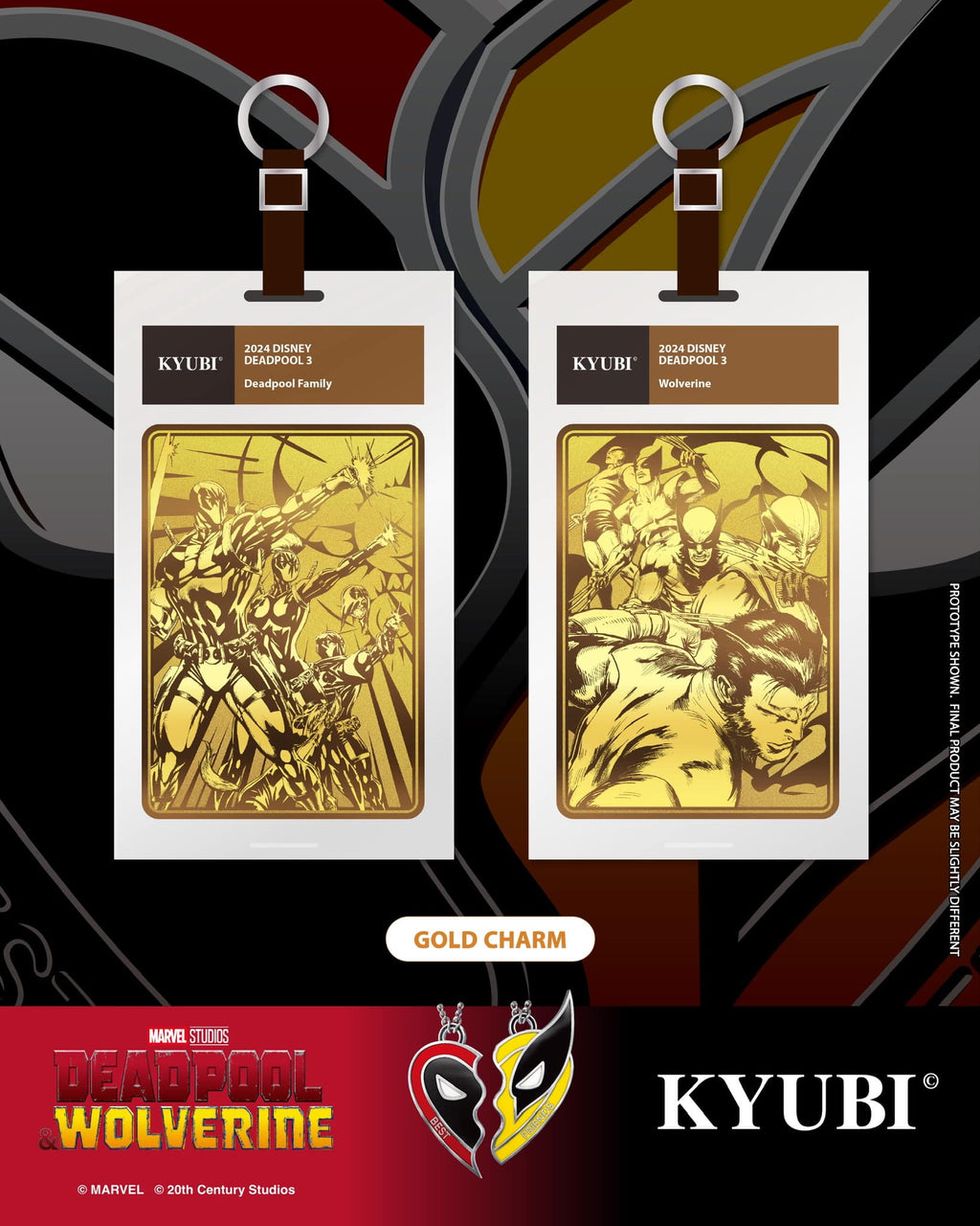 KYUBI Marvel DEADPOOL & WOLVERINE Metal Card Charm Single Sealed Box (5 packs)
