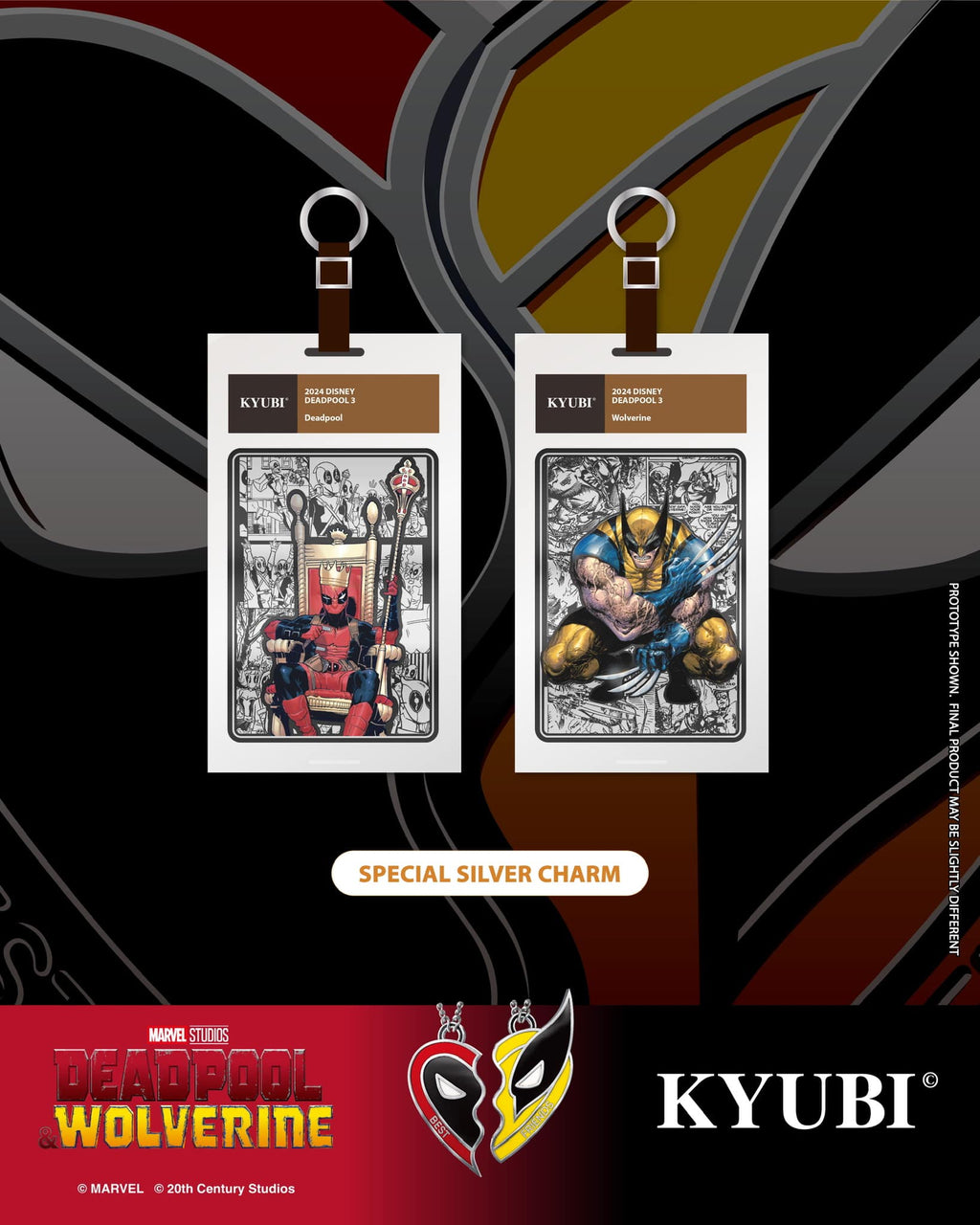 KYUBI Marvel DEADPOOL & WOLVERINE Metal Card Charm Single Sealed Box (5 packs)