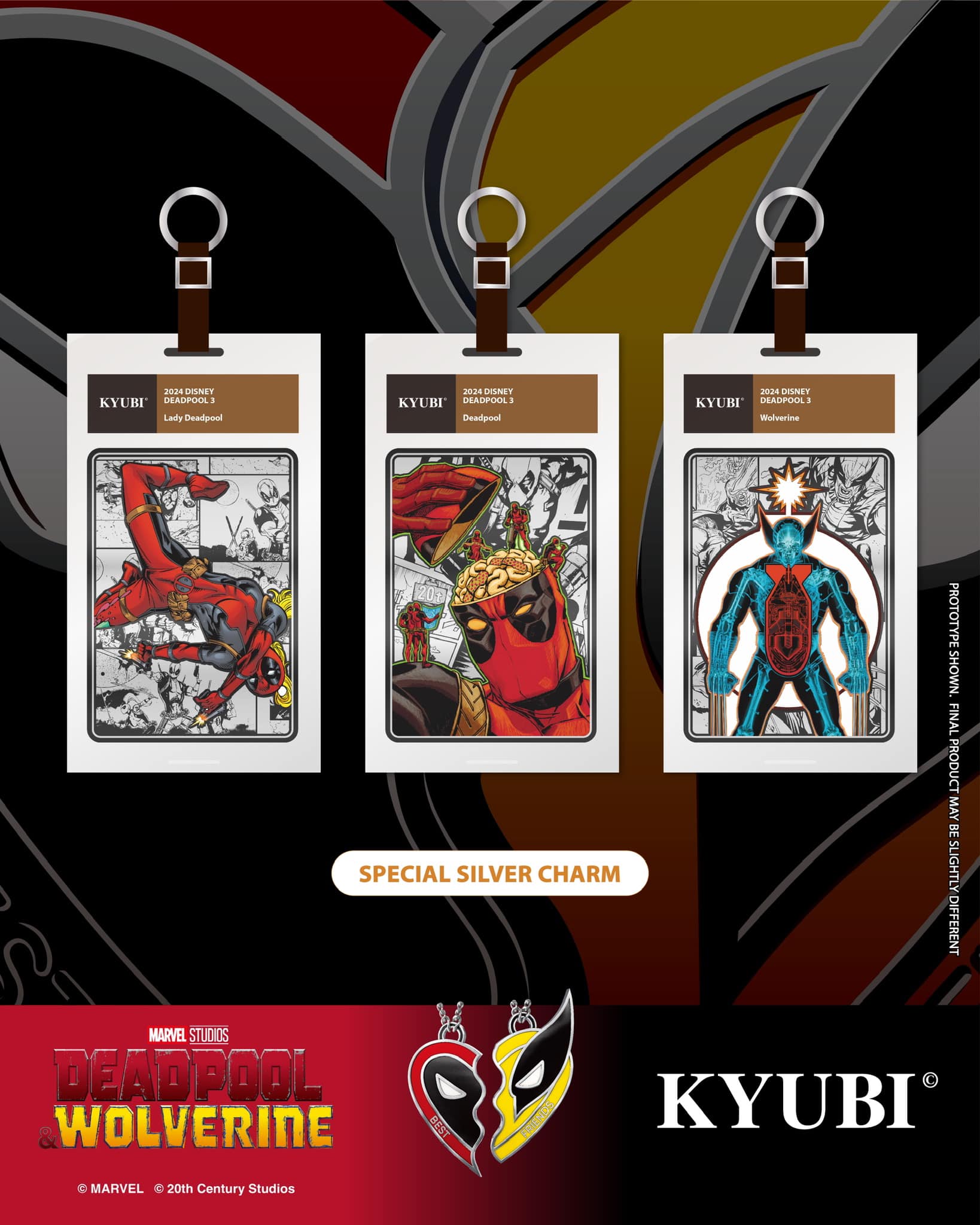 KYUBI Marvel DEADPOOL & WOLVERINE Metal Card Charm Single Sealed Box (5 packs)