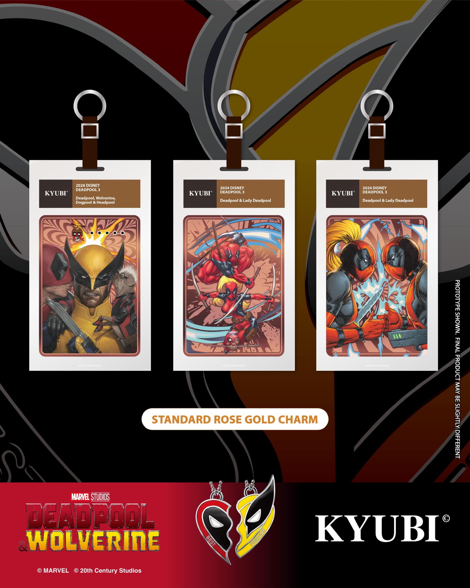 KYUBI Marvel DEADPOOL & WOLVERINE Metal Card Charm Single Sealed Box (5 packs)