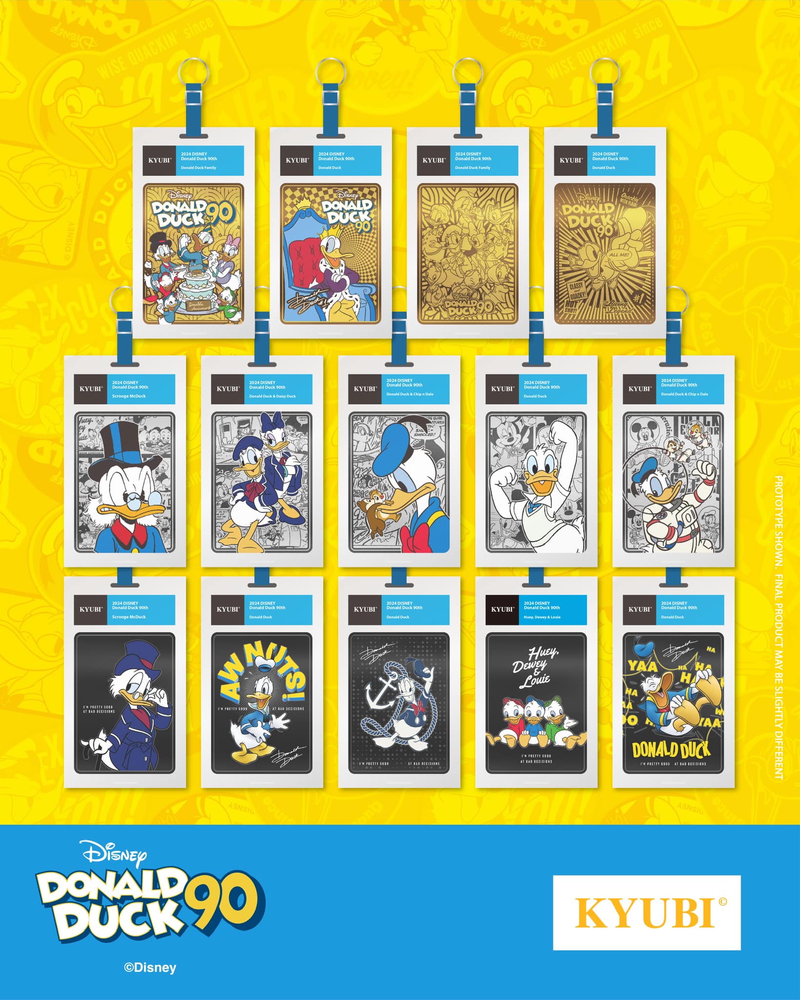 KYUBI Disney DONALD DUCK 90 Metal Card Charm Single Sealed Box ( 5 packs )