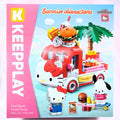 Sanrio x Keeppley K20848 Hello Kitty Pochacco Fast Steet Food Truck Building Blocks Toy