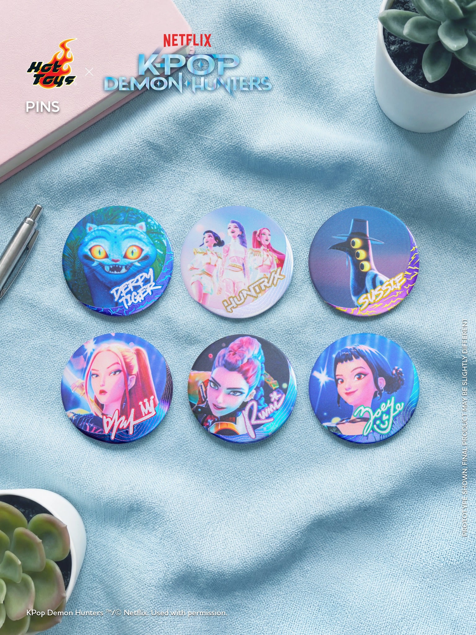 Hot Toys x Netflix K-Pop Demon Hunters Embroidered Pin Badge ( Set of 6 Types )