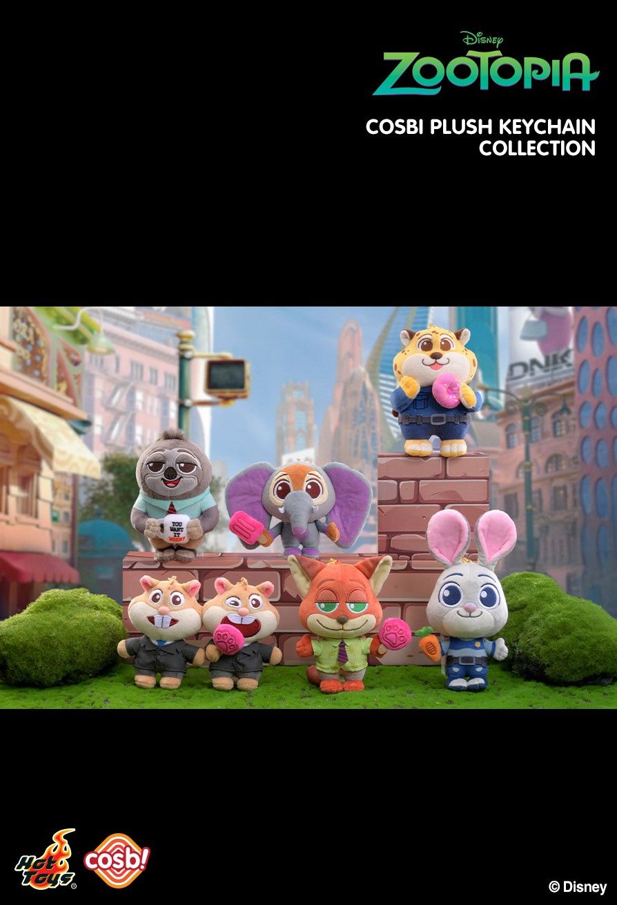 Hot Toys PPLU074N Zootopia 2 Cosbi Plush Keychain Collection Full Box (Case of 6pcs.)
