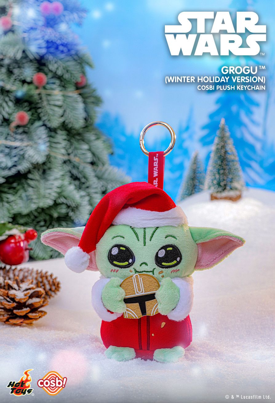 Hot Toys Disney Star Wars PPLU091N Grogu (Winter Holiday Ver.) Cosbi Plush Keychain