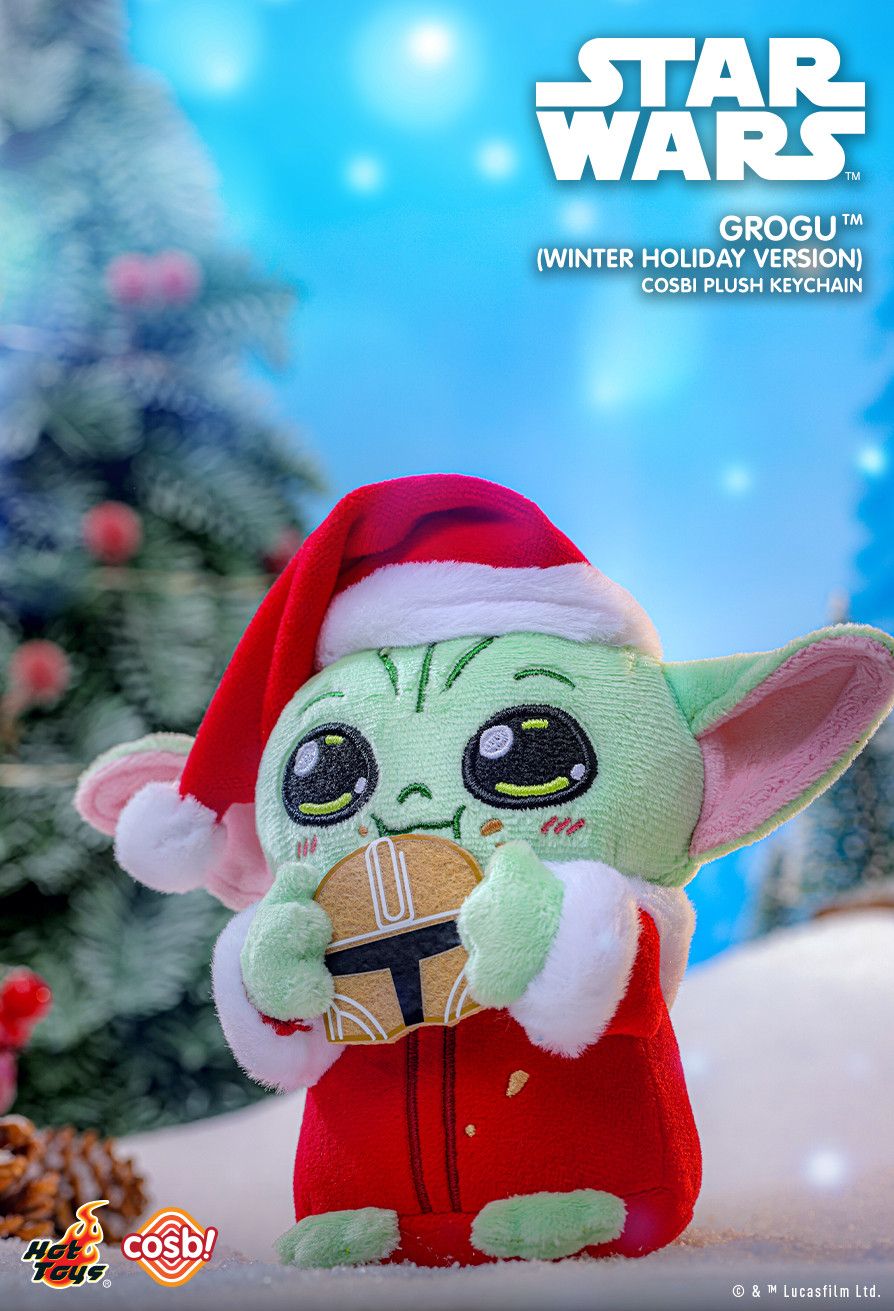 Hot Toys Disney Star Wars PPLU091N Grogu (Winter Holiday Ver.) Cosbi Plush Keychain