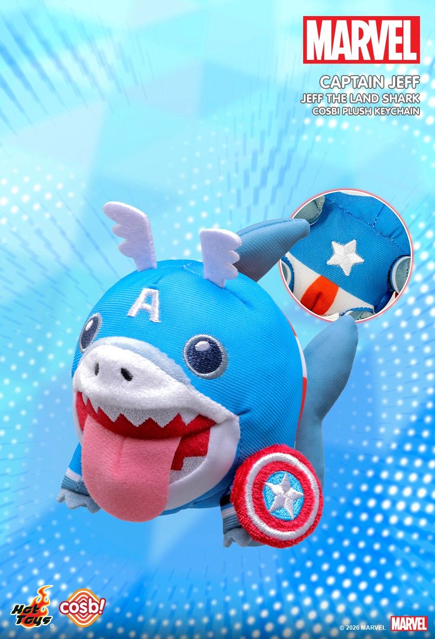 Hot Toys x Marvel PPLU108N Jeff the Land Shark Cosbi Plush Keychain Full Box (Case of 6)