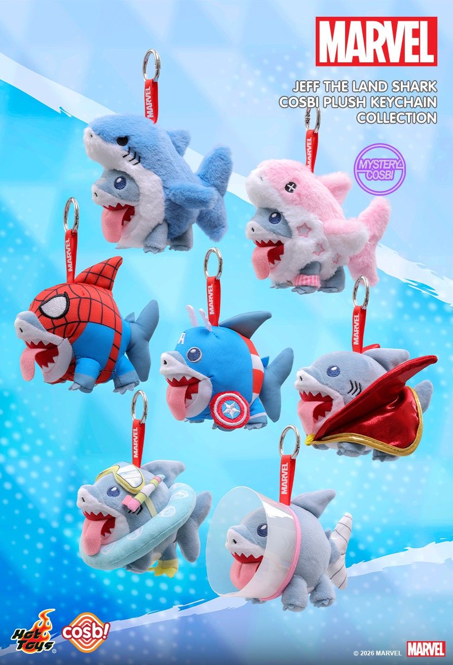 Hot Toys x Marvel PPLU108N Jeff the Land Shark Cosbi Plush Keychain Full Box (Case of 6)