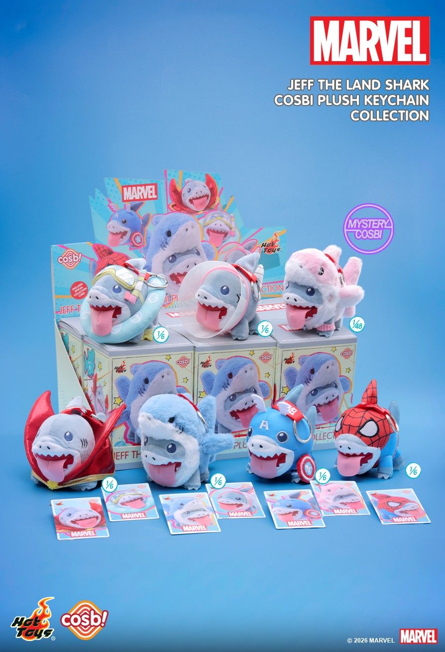 Hot Toys x Marvel PPLU108N Jeff the Land Shark Cosbi Plush Keychain Full Box (Case of 6)