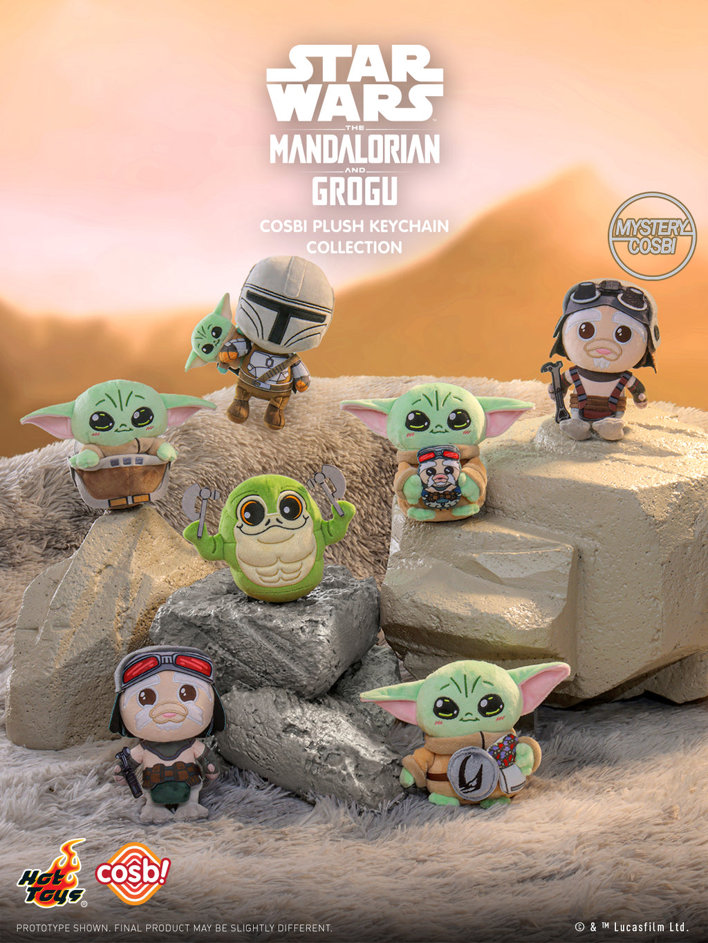 Hot Toys x Disney+ PPLU112N Star Wars The Mandalorian & Grogu Cosbi Plush Keychain Full Box (Case of 6)