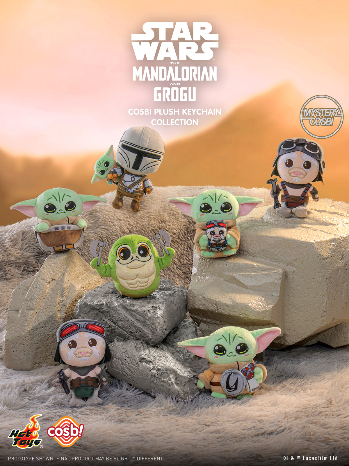 Hot Toys x Disney+ PPLU112N Star Wars The Mandalorian & Grogu Cosbi Plush Keychain Full Box (Case of 6)