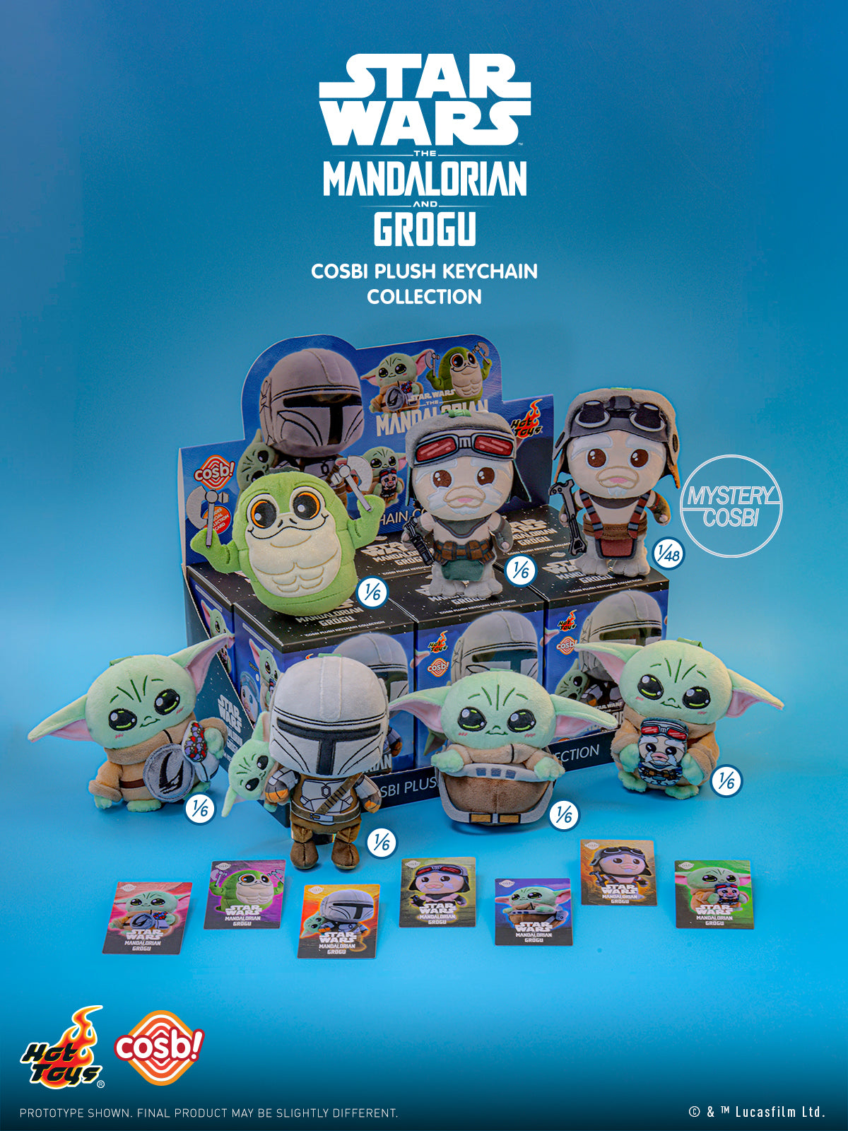 Hot Toys x Disney+ PPLU112N Star Wars The Mandalorian & Grogu Cosbi Plush Keychain Full Box (Case of 6)