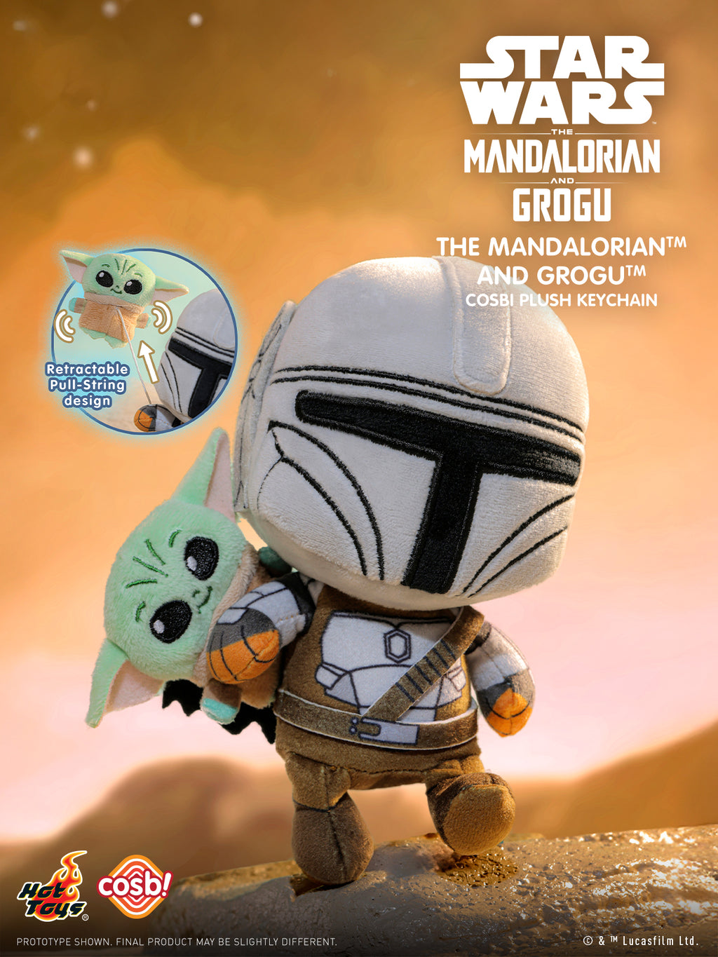 Hot Toys x Disney+ PPLU112N Star Wars The Mandalorian & Grogu Cosbi Plush Keychain Full Box (Case of 6)