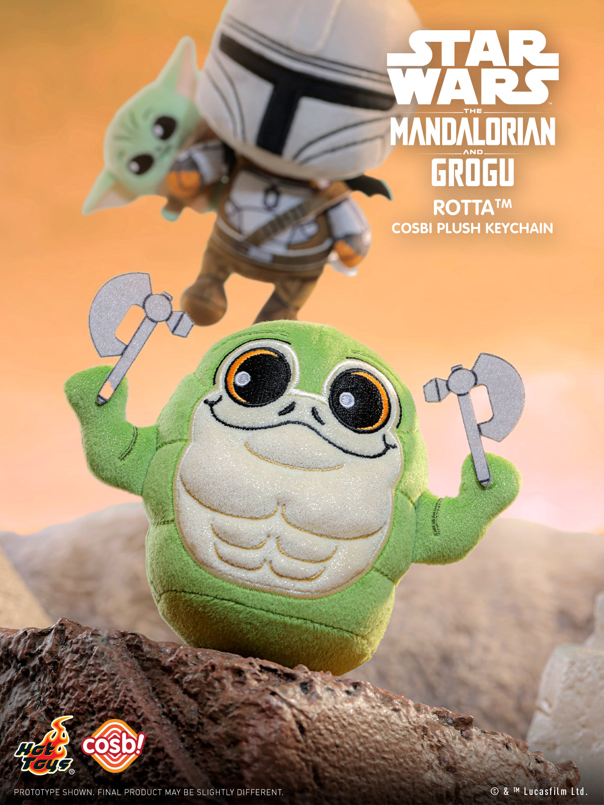 Hot Toys x Disney+ PPLU112N Star Wars The Mandalorian & Grogu Cosbi Plush Keychain Full Box (Case of 6)