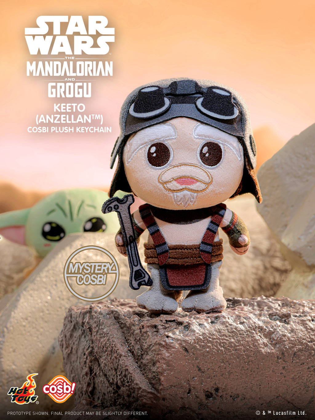 Hot Toys x Disney+ PPLU112N Star Wars The Mandalorian & Grogu Cosbi Plush Keychain Full Box (Case of 6)