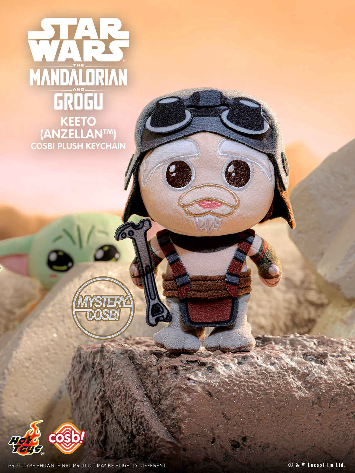 Hot Toys x Disney+ PPLU112N Star Wars The Mandalorian & Grogu Cosbi Plush Keychain Full Box (Case of 6)