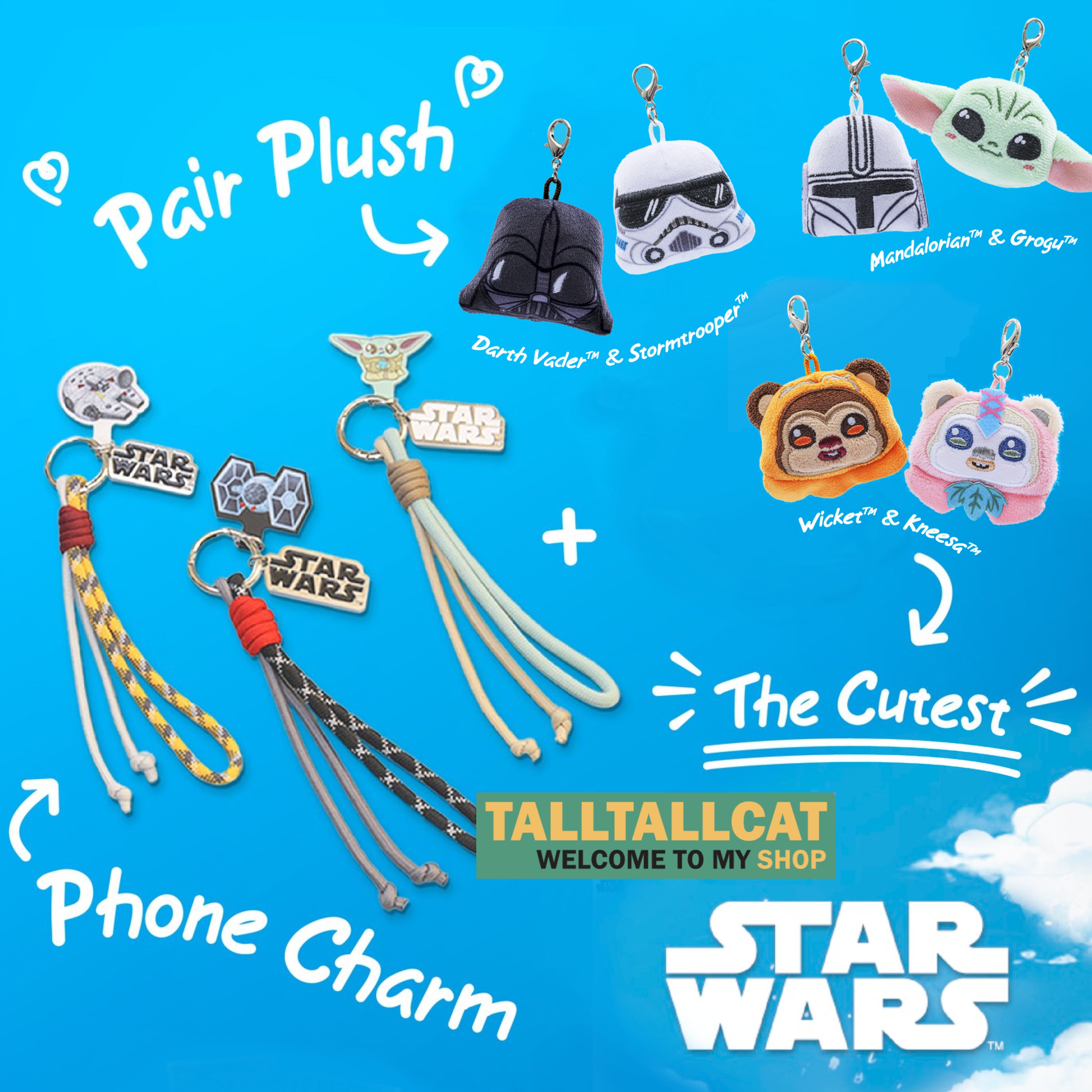 Hot Toys Disney Star Wars Pair Plush & Phone Charm Collection