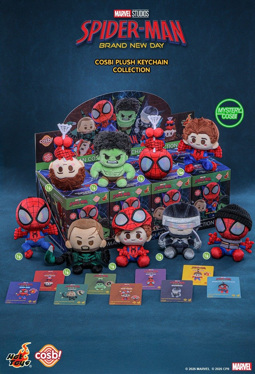 Hot Toys x Marvel PPLU124N Spider-Man: Brand New Day Cosbi Plush Keychain Collection Full Box (Case of 8pcs.)