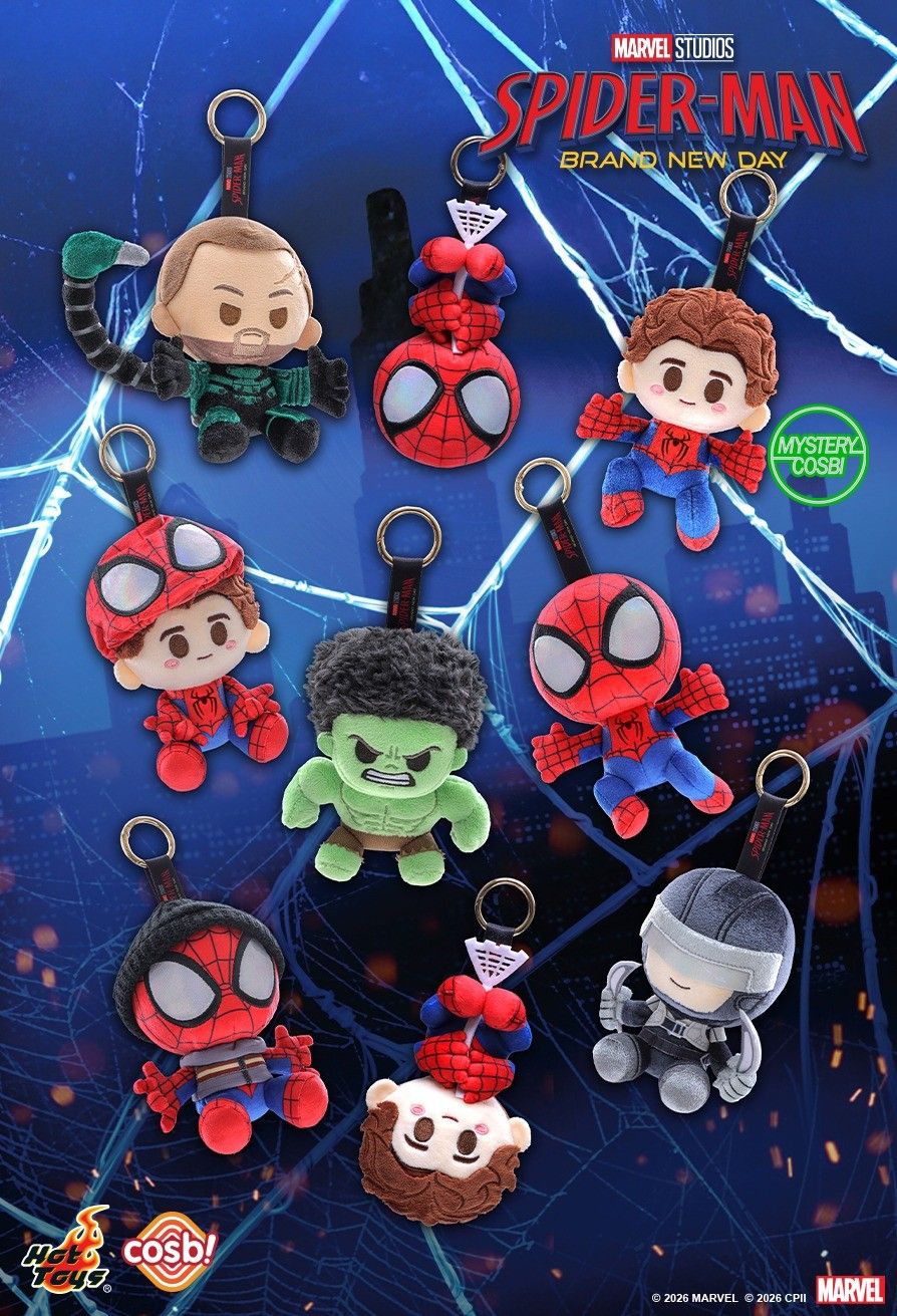 Hot Toys x Marvel PPLU124N Spider-Man: Brand New Day Cosbi Plush Keychain Collection Full Box (Case of 8pcs.)