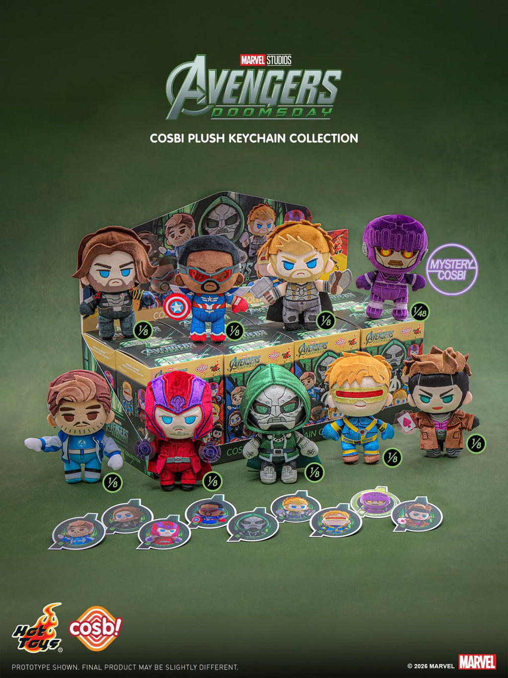 Hot Toys x Marvel PPLU125N Avengers: Doomsday Cosbi Plush Keychain Collection Full Box (Case of 8pcs.)