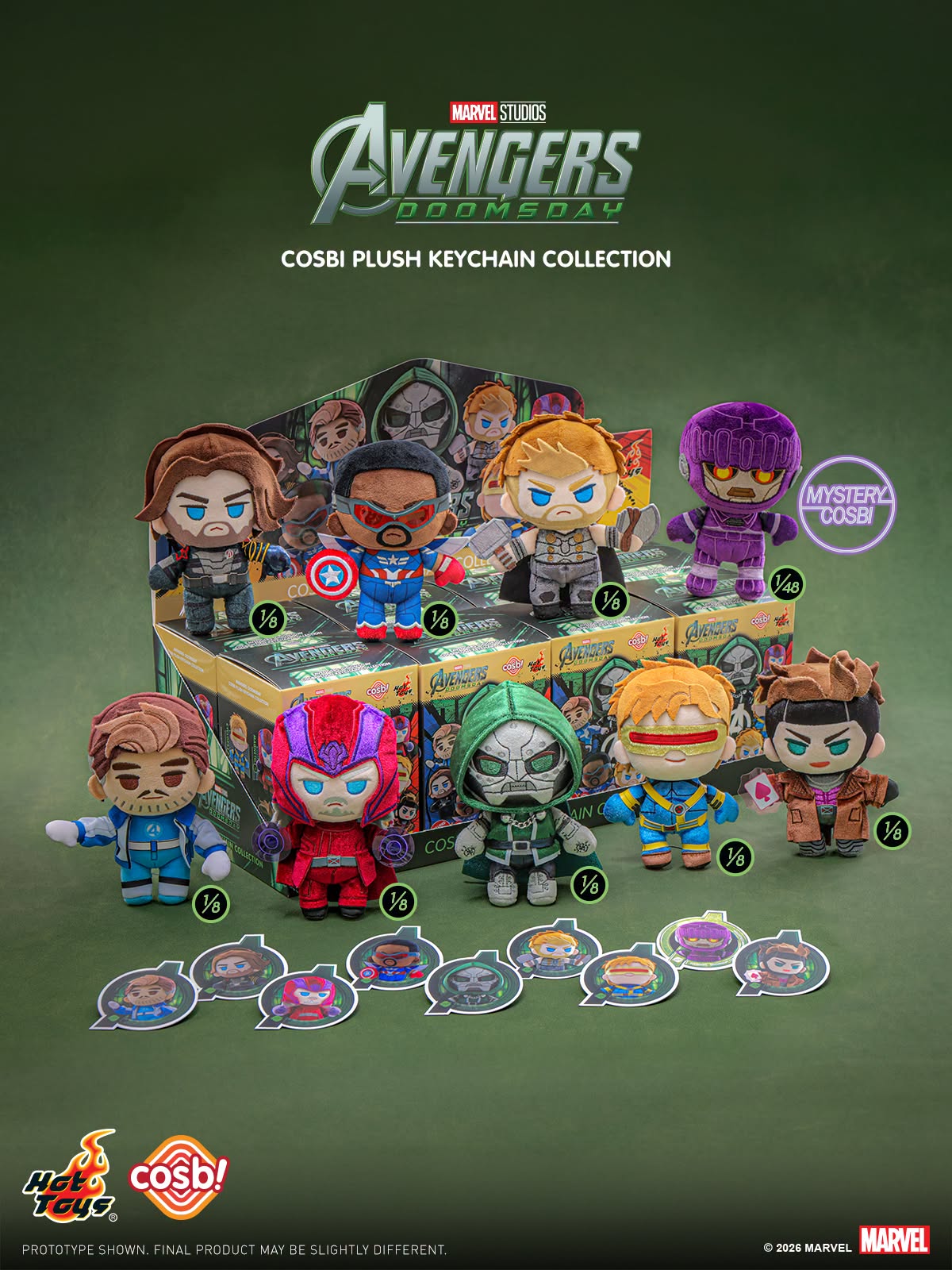 Hot Toys x Marvel PPLU125N Avengers: Doomsday Cosbi Plush Keychain Collection Full Box (Case of 8pcs.)