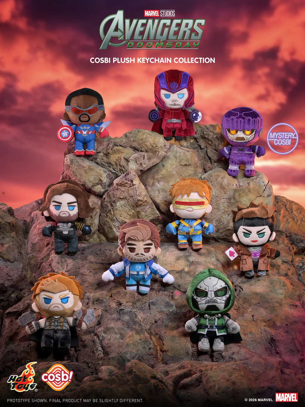 Hot Toys x Marvel PPLU125N Avengers: Doomsday Cosbi Plush Keychain Collection Full Box (Case of 8pcs.)