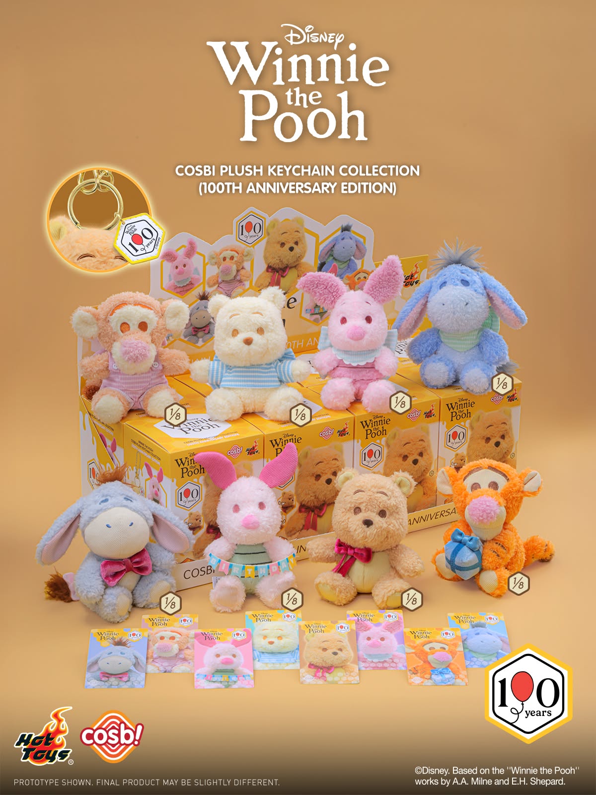 Hot Toys x Disney PPLU129N Winnie the Pooh Cosbi Plush Keychain (100th Anniversary Edition)