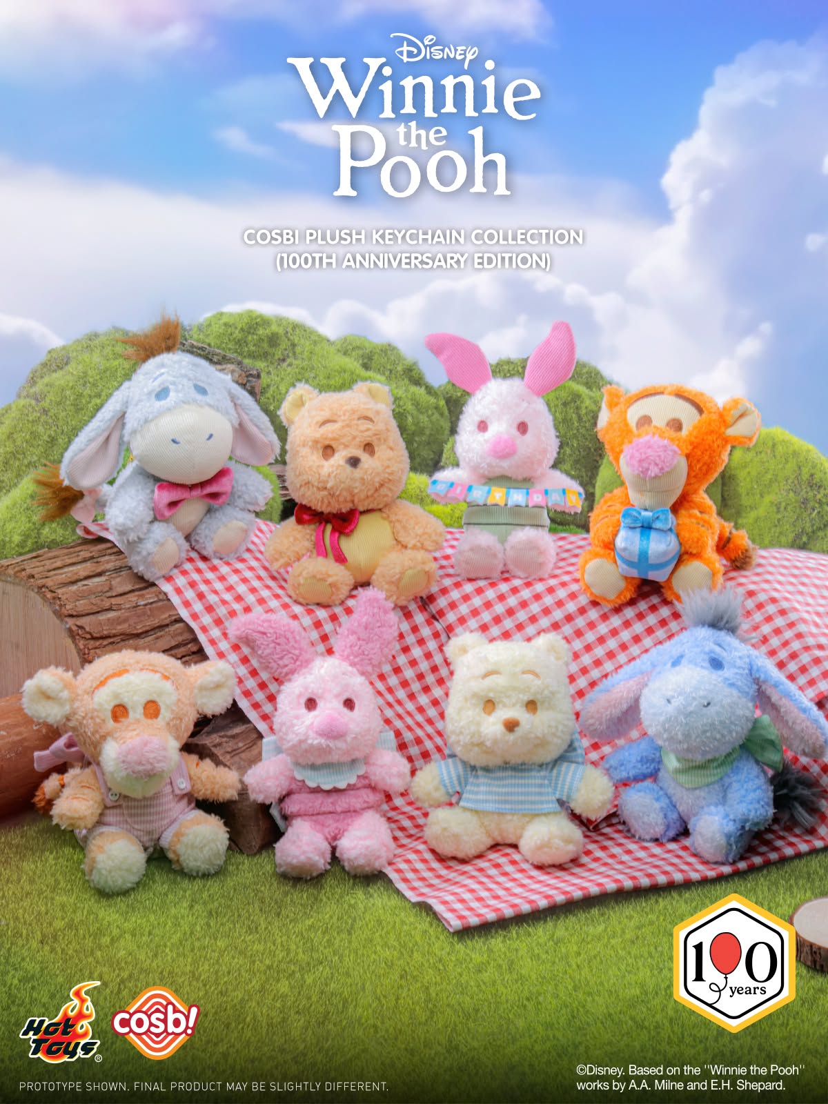 Hot Toys x Disney PPLU129N Winnie the Pooh Cosbi Plush Keychain (100th Anniversary Edition)