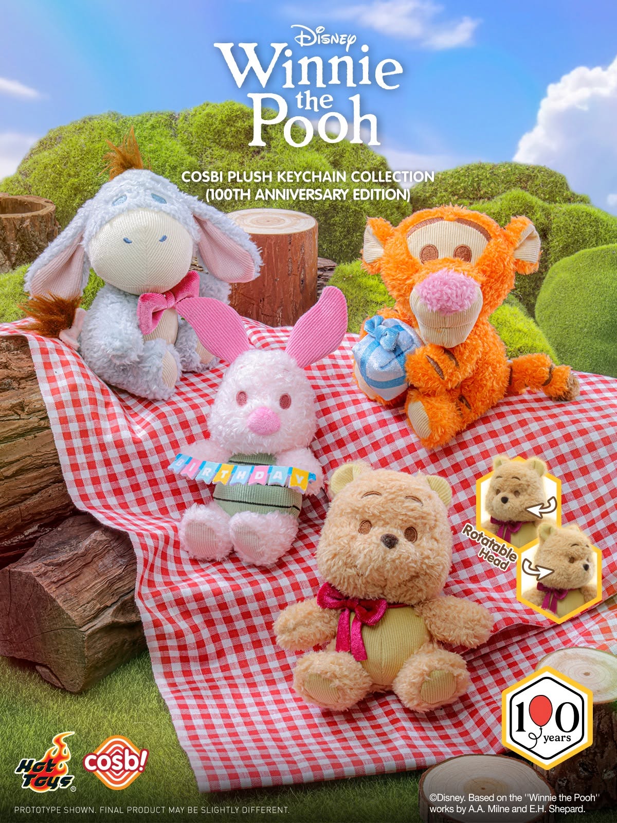 Hot Toys x Disney PPLU129N Winnie the Pooh Cosbi Plush Keychain (100th Anniversary Edition)