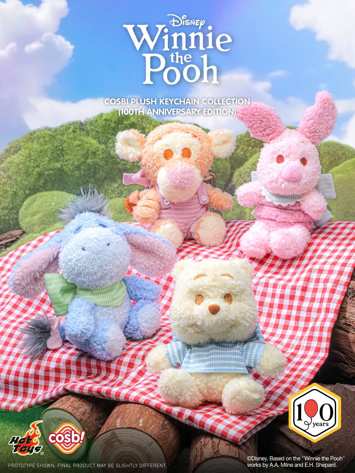 Hot Toys x Disney PPLU129N Winnie the Pooh Cosbi Plush Keychain (100th Anniversary Edition)