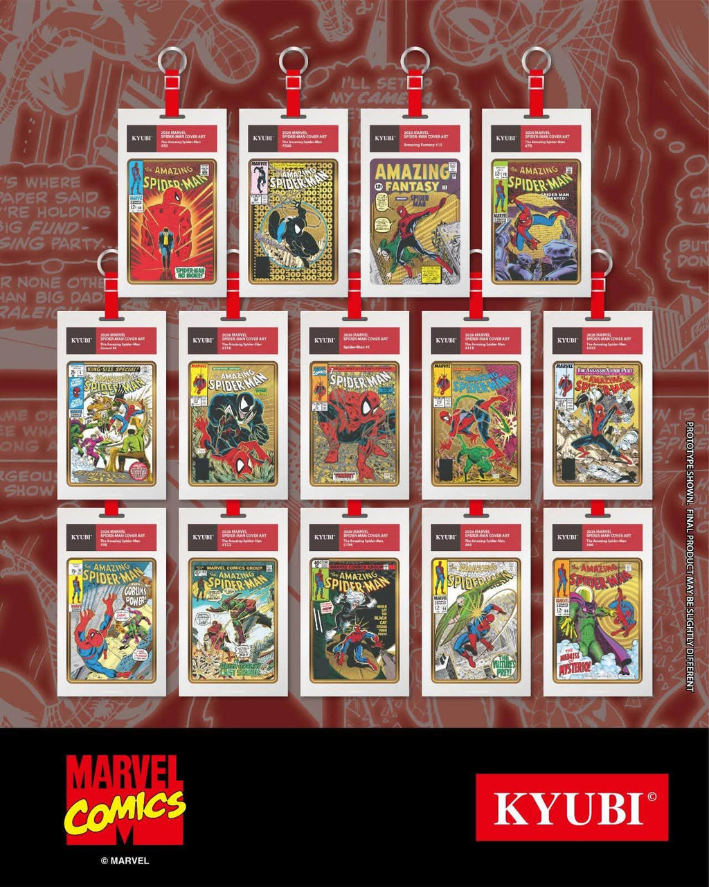 KYUBI S13 Marvel the AMAZING SPIDER-MAN Metal Card Charm Single Sealed Box (5 packs)