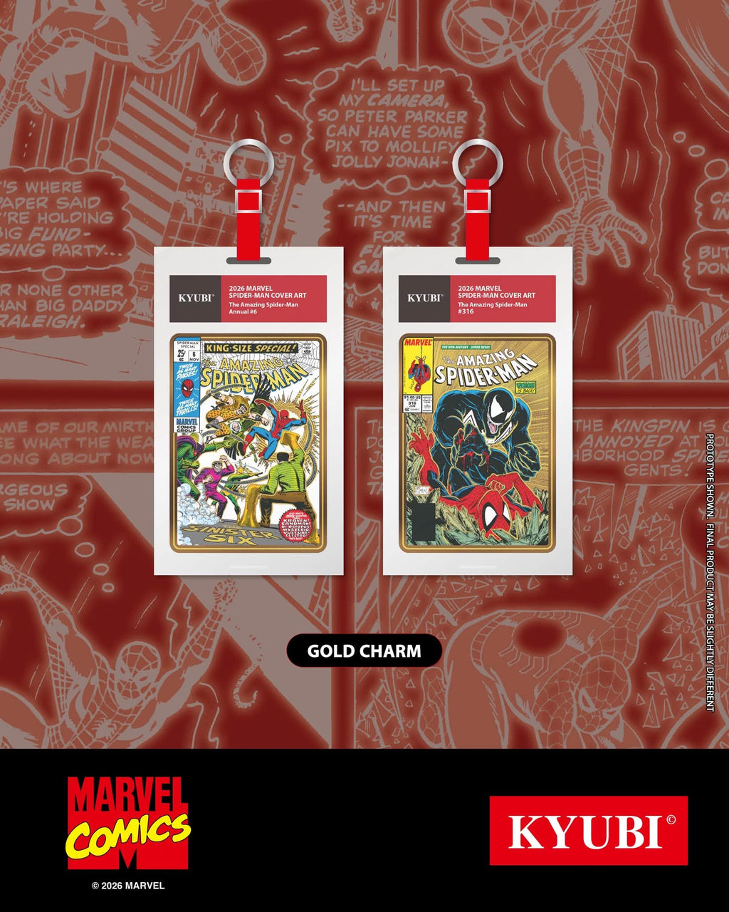 KYUBI S13 Marvel the AMAZING SPIDER-MAN Metal Card Charm Single Sealed Box (5 packs)