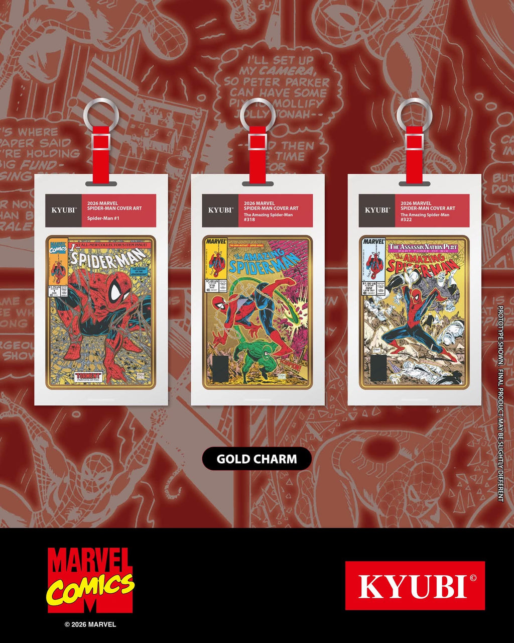 KYUBI S13 Marvel the AMAZING SPIDER-MAN Metal Card Charm Single Sealed Box (5 packs)